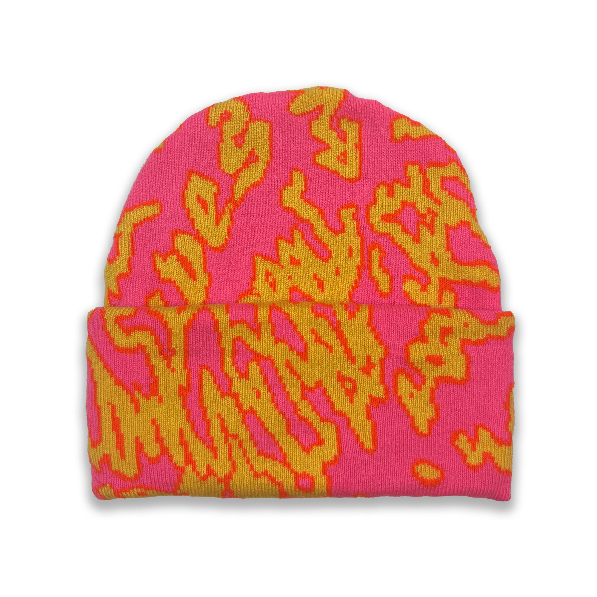 Jacquard Tuque – Rosa y Naranja — vue 1